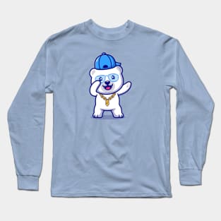 Cute Swag Polar Bear With Hat And gold chain necklace  Cartoon Long Sleeve T-Shirt